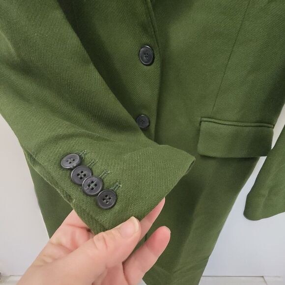 Thakoon Women's Virgin Wool Long Coat Deep Green Size L Cozy Elegance NWT $598 - Picture 3 of 13